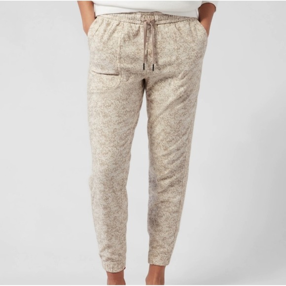 Athleta Pants - Athleta Jogger Pants Womens Large Beige Floral‎ Print Drawstring Athletic, L